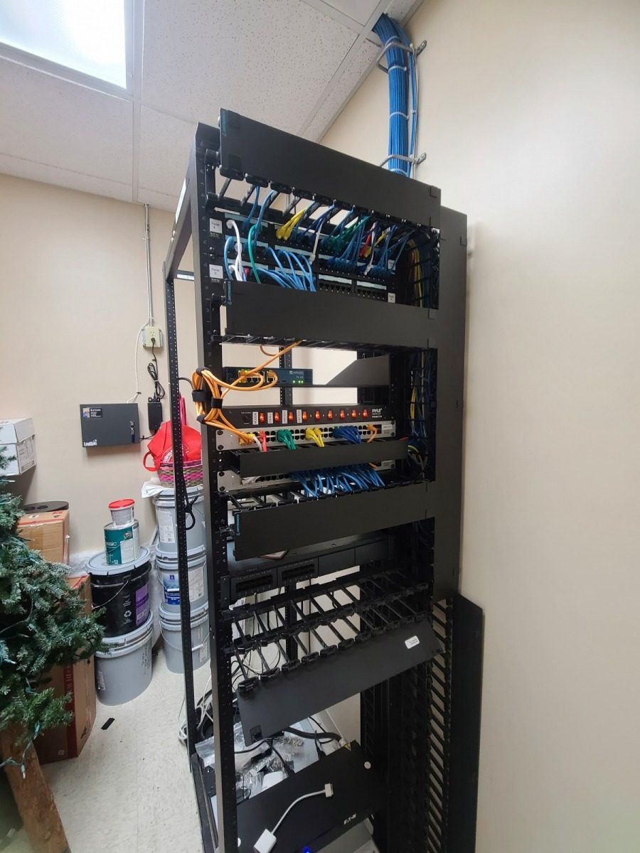 Completed network rack